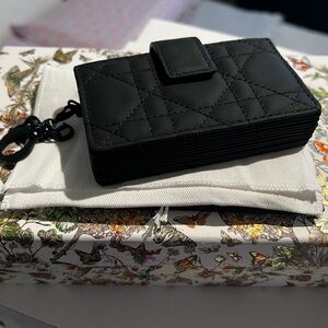 Christian Dior Black Quilted Leather Cardholder